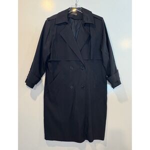 Forecaster‎ of Boston Petite Black Double Breasted Trench Coat Womens Size 7/8P